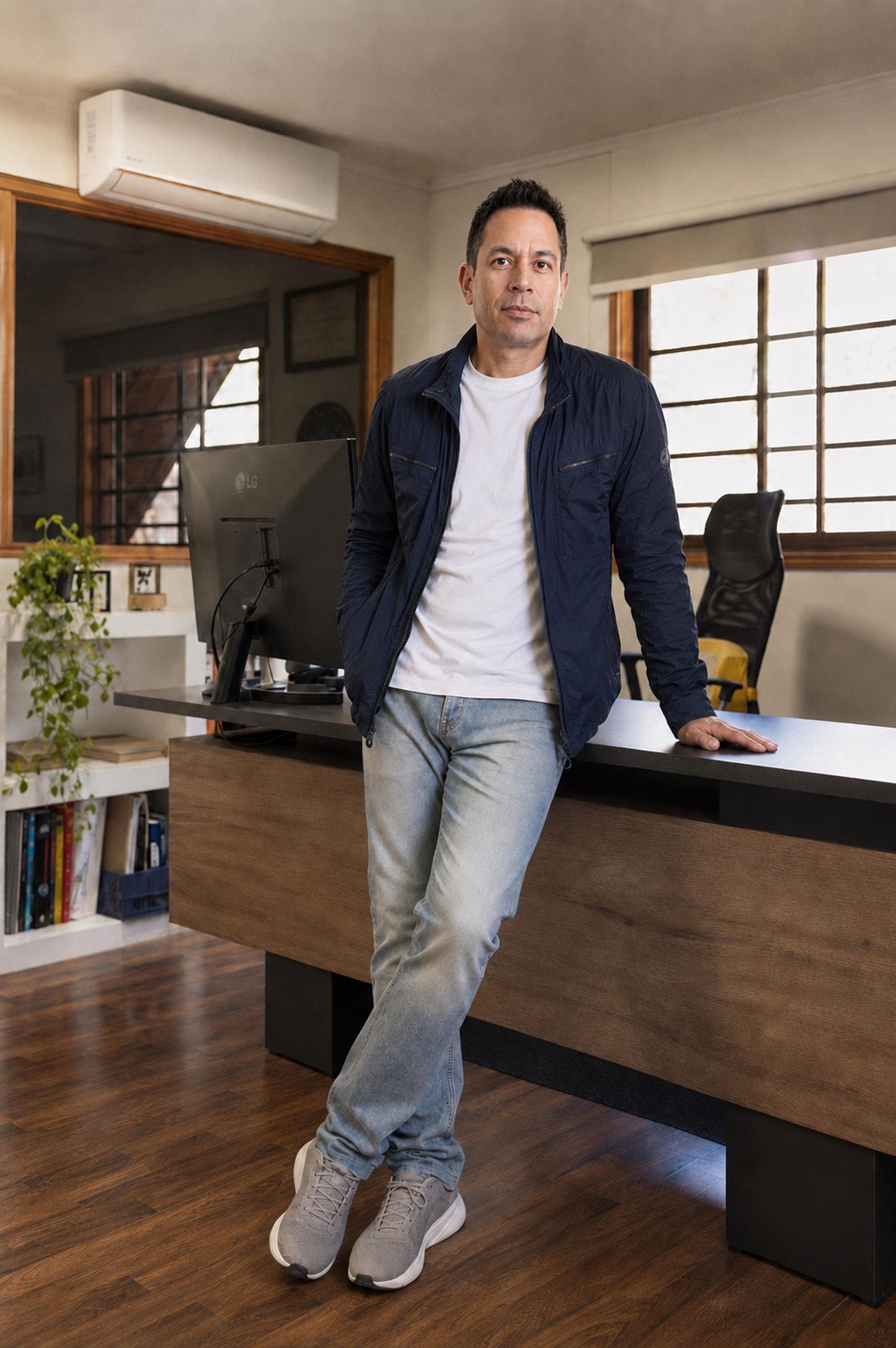 Cristián Gárate Domínguez en su estudio de arquitectura en Villarrica